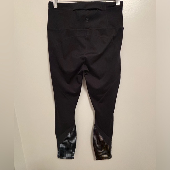 Athleta Aurora Precision Black Reflective Rainbow Dot 7/8 Leggings- M NWOT - Picture 4 of 16